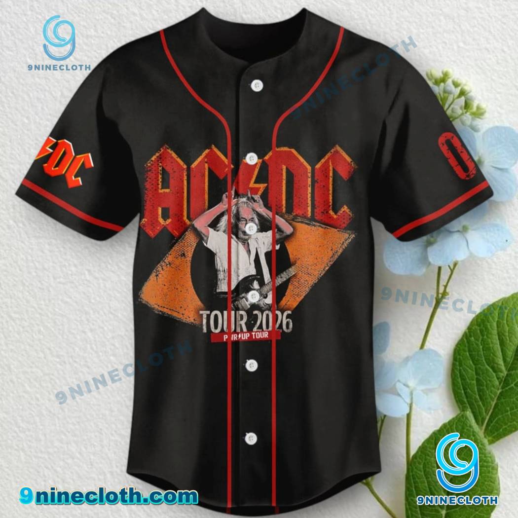 AC/DC Angus Young Pwr Up Tour 2026 Personalized Baseball Jersey HG - Image 2