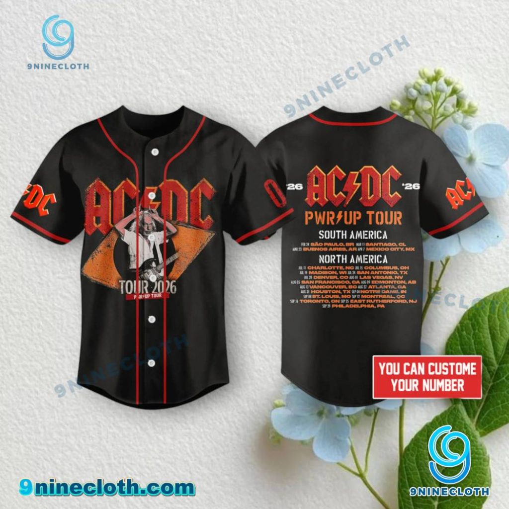 AC/DC Angus Young Pwr Up Tour 2026 Personalized Baseball Jersey HG