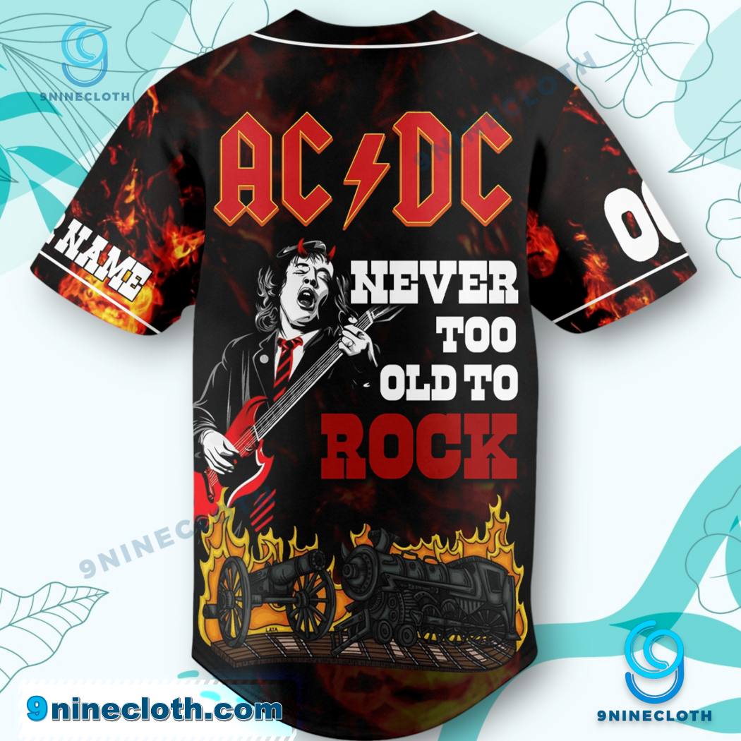Ac/dc Never Too Old To Rock Personalized Baseball Jersey HG - Image 2