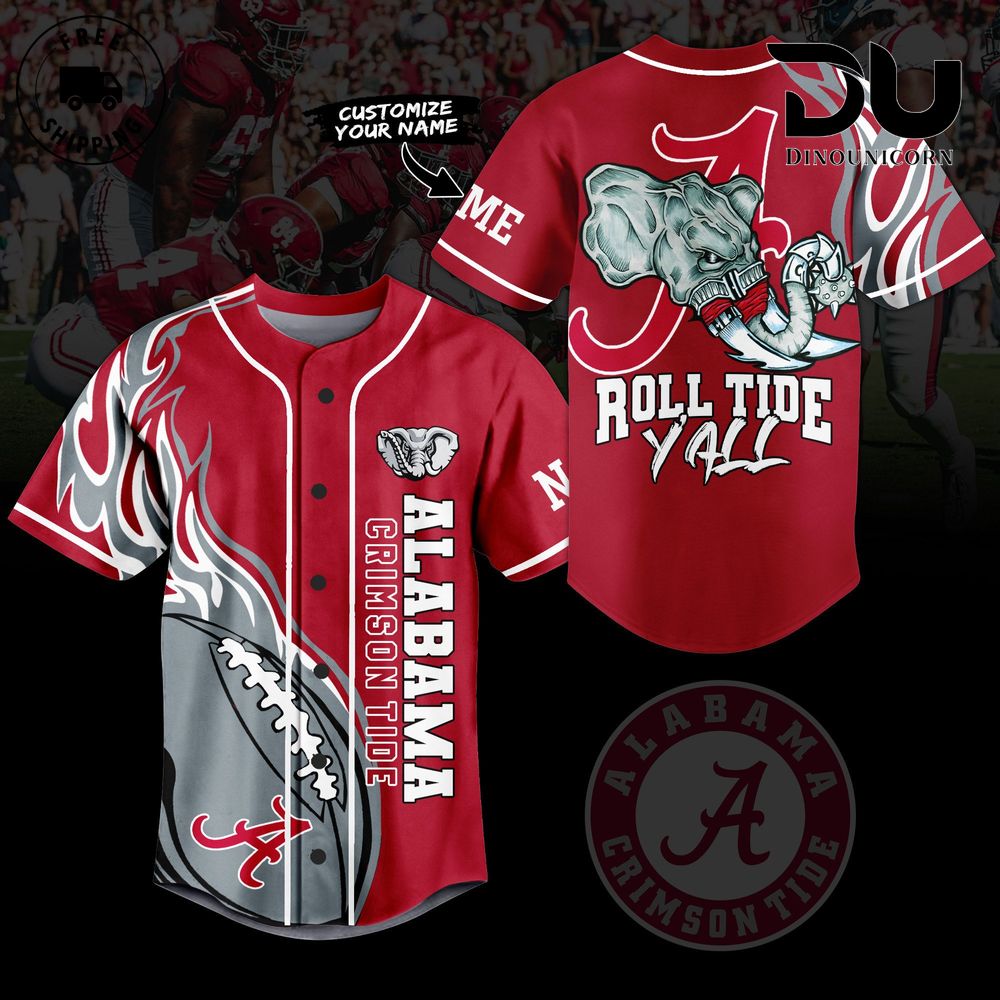Alabama Crimson Tide Football NCAA Baseball Jersey NNA