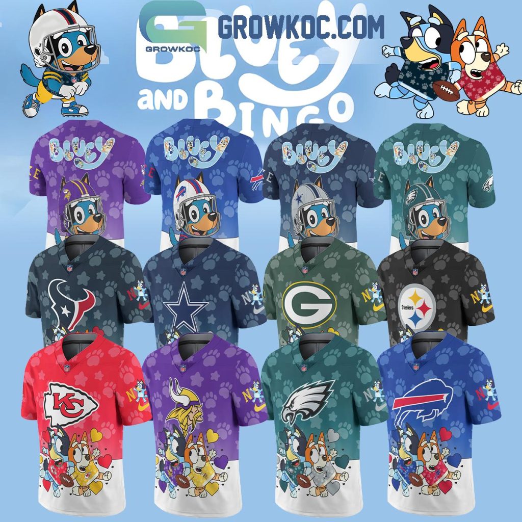 All Team NFL x Bluey And Bingo Football Jersey, Mesh Jersey, Women Croptop Sports Shirt HFN
