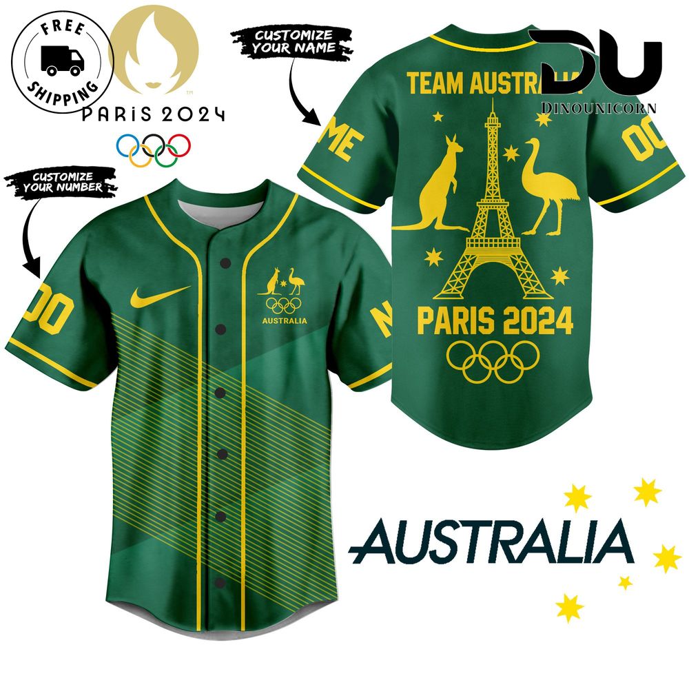 Australia Team Olympic Paris Baseball Jersey NNA Wear Your Aussie Pride