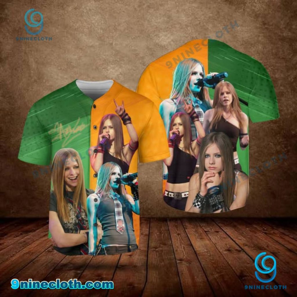 Avril Lavigne Green And Orange Baseball Jersey HG