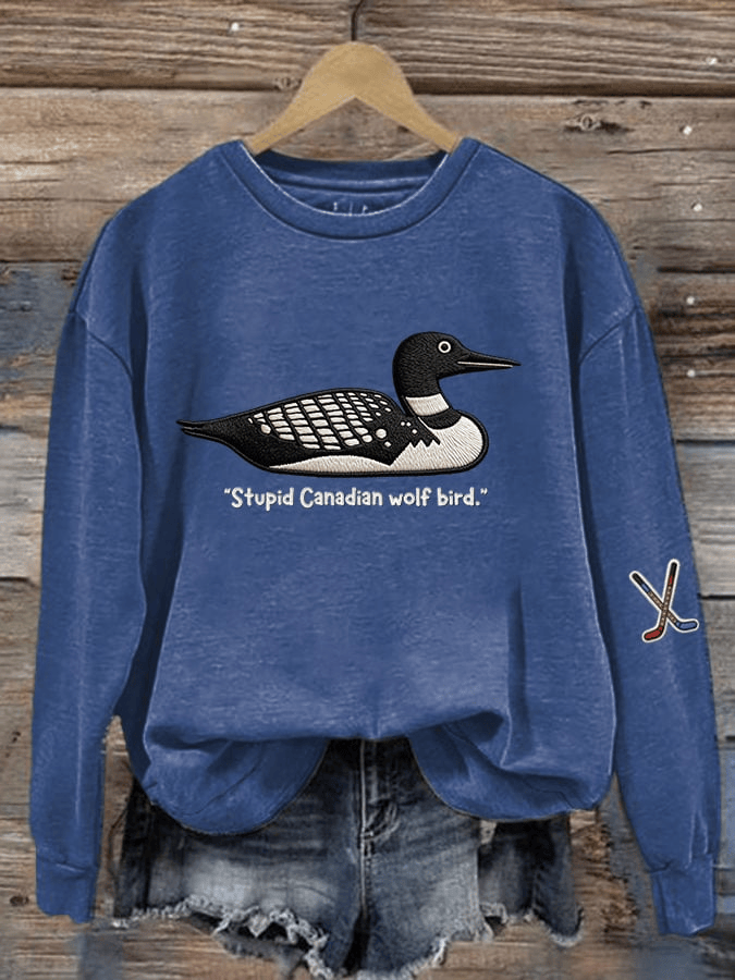 Stupid Canadian Wolf Bird Funny Loon Meme LGBT Hockey Romance Bookish Heated Rivalry 3D Tshirt Pocketless Hoodie , Sweatshirt Or Zip up Hoodie HG