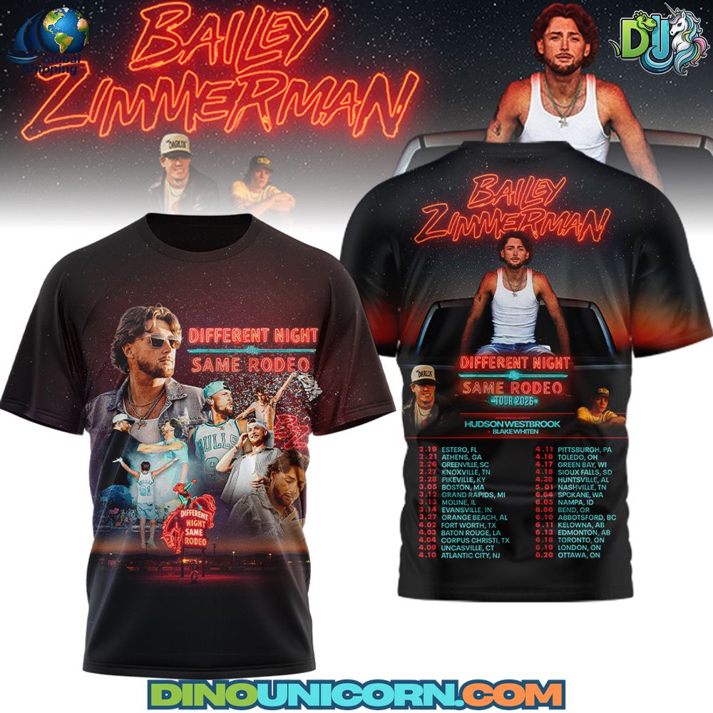 Bailey Zimmerman Different Night Same Rodeo Tour T-Shirt Hoodie Or Zip-up Hoodie NNA