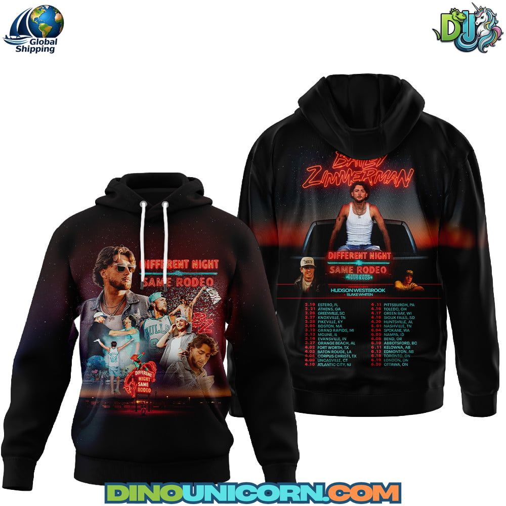 Bailey Zimmerman Different Night Same Rodeo Tour T-Shirt Hoodie Or Zip-up Hoodie NNA - Image 3