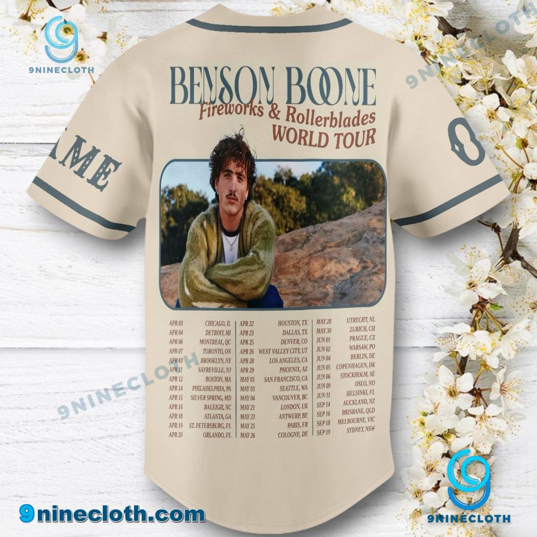 Benson Boone Fireworks And Rollerblades World Tour Personalized Baseball Jersey HG - Image 3