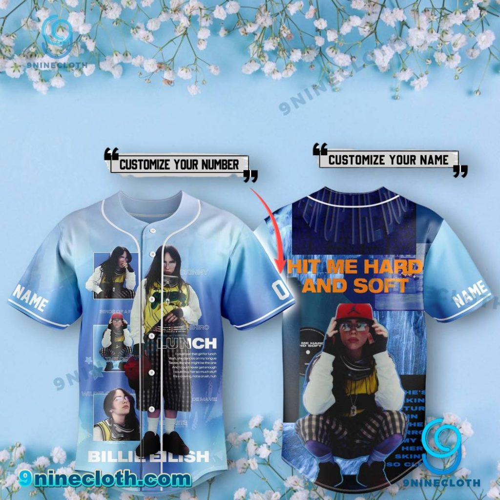 Billie Eilish Hit Me Hard And Soft Blue Personalized Baseball Jersey HG