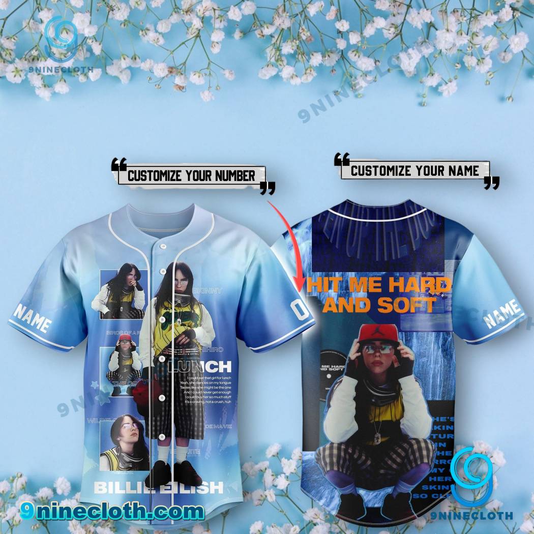 Billie Eilish Hit Me Hard And Soft Blue Personalized Baseball Jersey HG