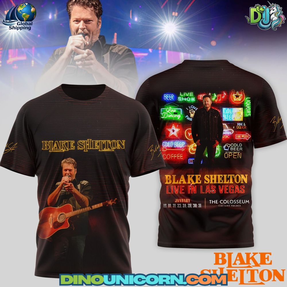 Blake Shelton Live In Las Vegas T-Shirt Hoodie Or Zip-up Hoodie NNA