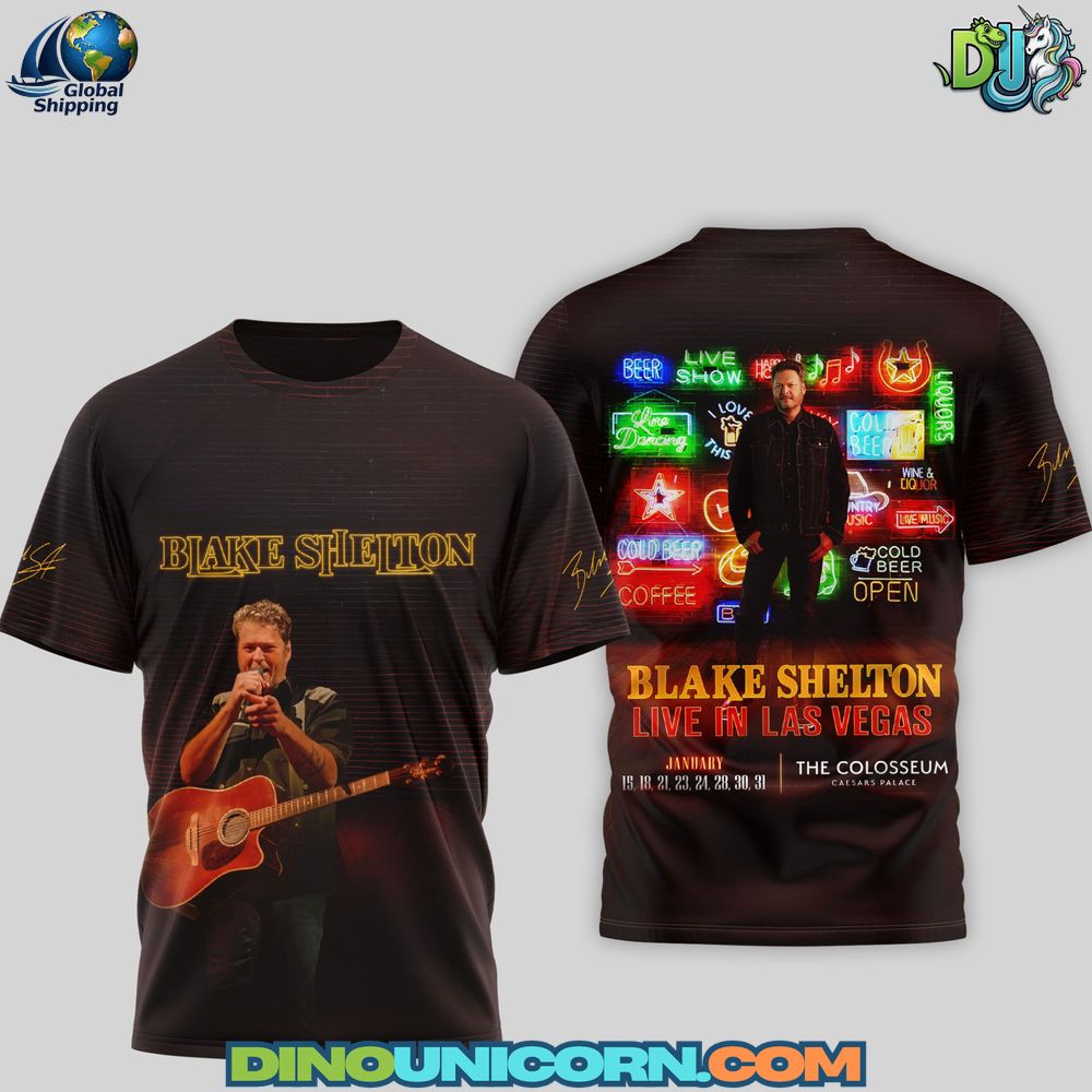 Blake Shelton Live In Las Vegas T-Shirt Hoodie Or Zip-up Hoodie NNA - Image 2