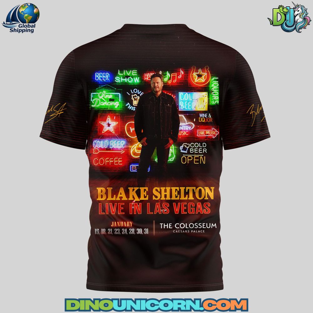 Blake Shelton Live In Las Vegas T-Shirt Hoodie Or Zip-up Hoodie NNA - Image 4