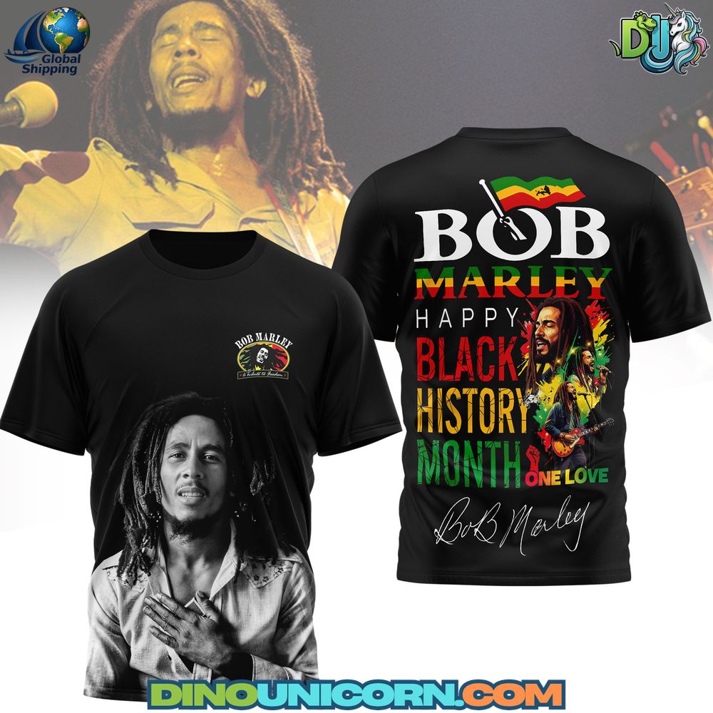 Bob Marley Happy Black History Month T-Shirt Hoodie Or Zip-up Hoodie NNA
