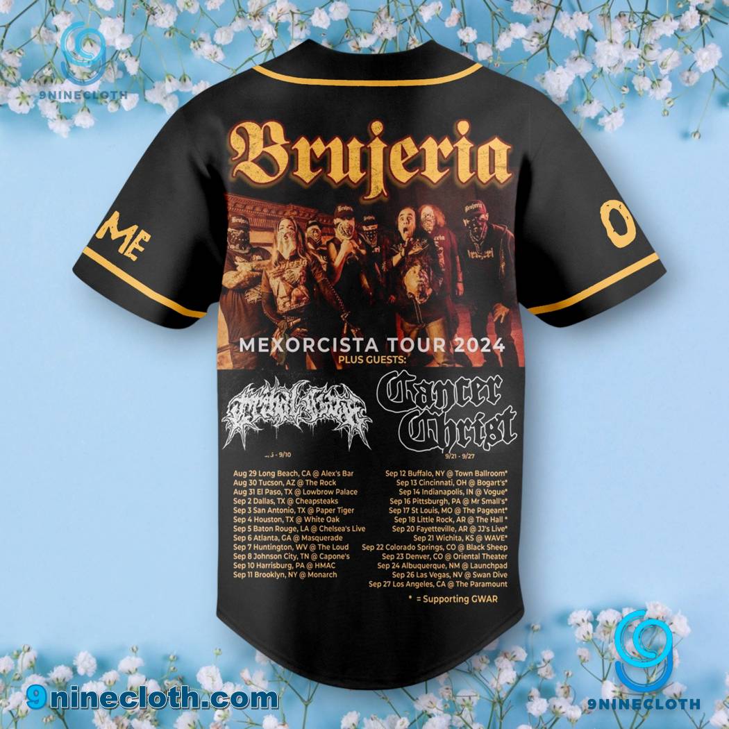 Brujeria Mexorcista Tour 2024 Personalized Baseball Jersey HG - Image 3