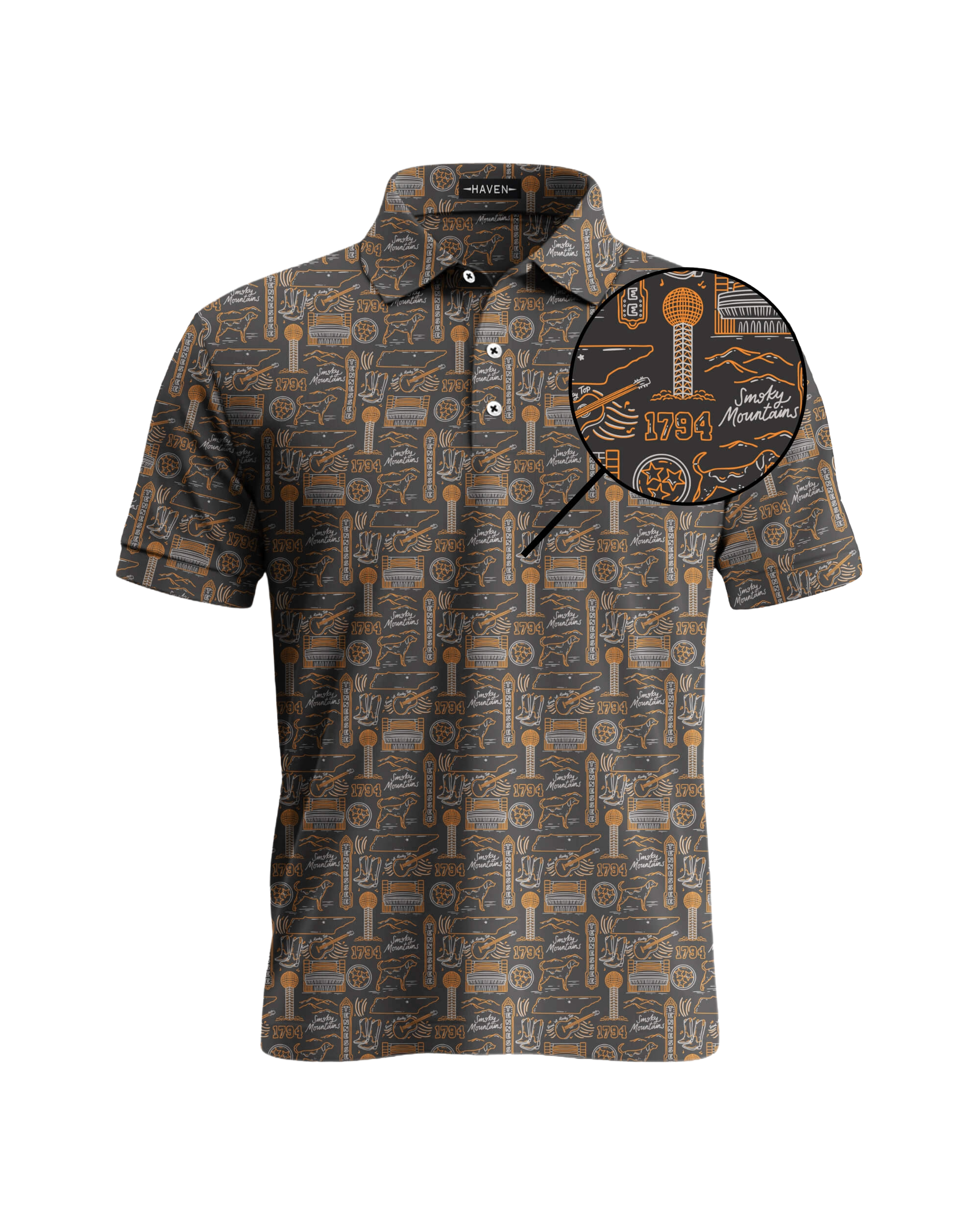 Tennessee Football HFN Polo Shirt Smokey Knoxville Golf