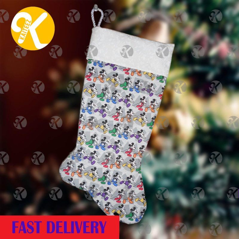 Mickey Mouse Colorful Pattern In White Background Christmas Stocking HG
