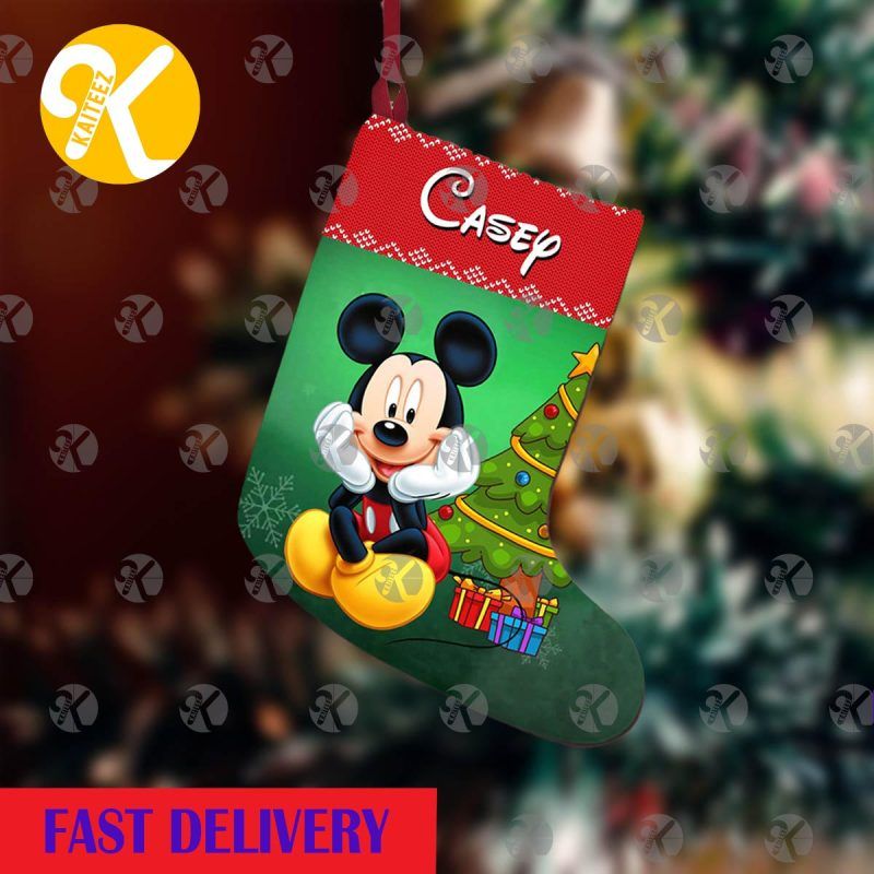 Mickey Mouse Posing Under The Christmas Tree Personalized Christmas Stocking HG