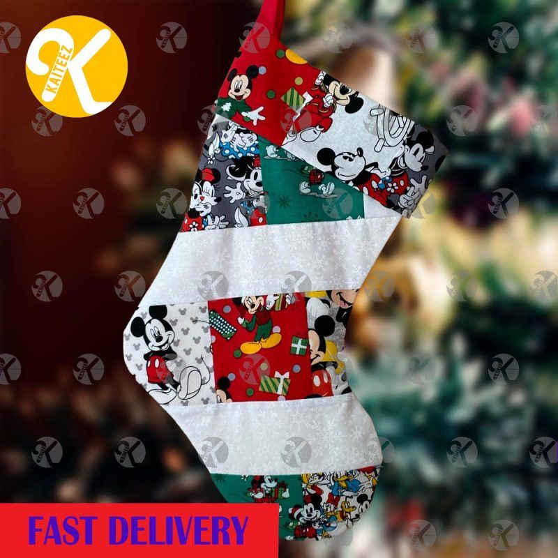 Mickey Mouse Quilted Disney Theme Christmas Stocking HG