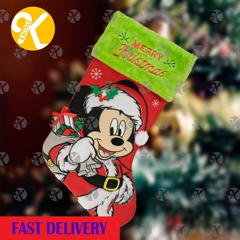 Mickey Mouse Santa Holding A Presents Bag Christmas Stocking HG