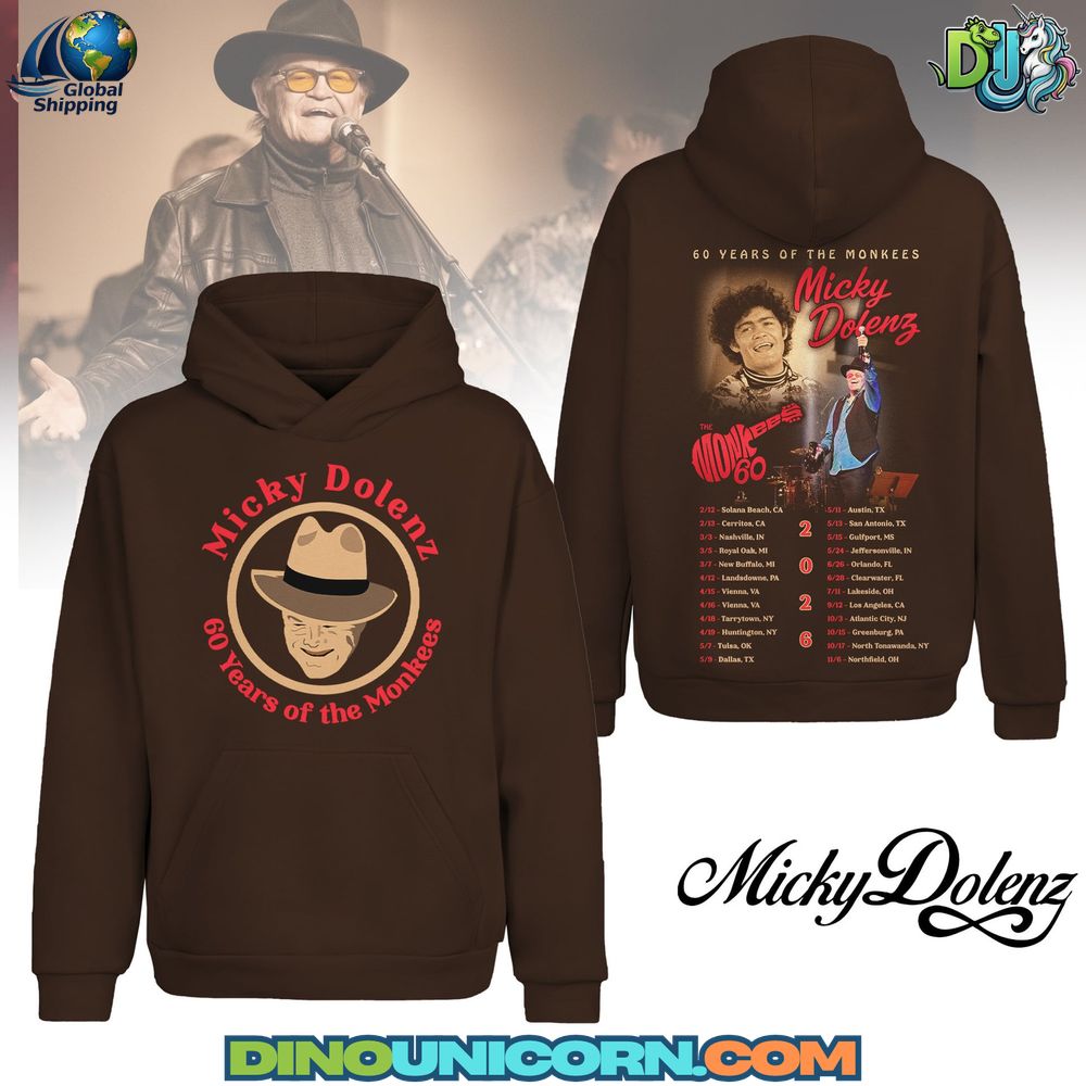 Micky Dolenz 60 Years of The Monkees Tour T-Shirt Hoodie Or Zip-up Hoodie NNA - Image 2
