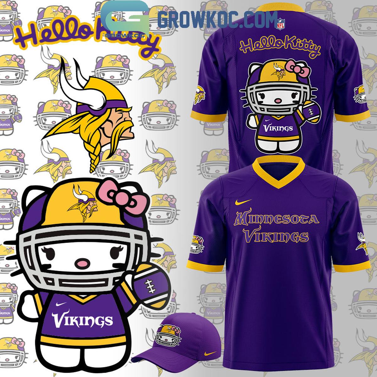 Minnesota Vikings Hello Kitty Purple Heart Football Jersey, Mesh Jersey, Women Croptop Sports Shirt HFN