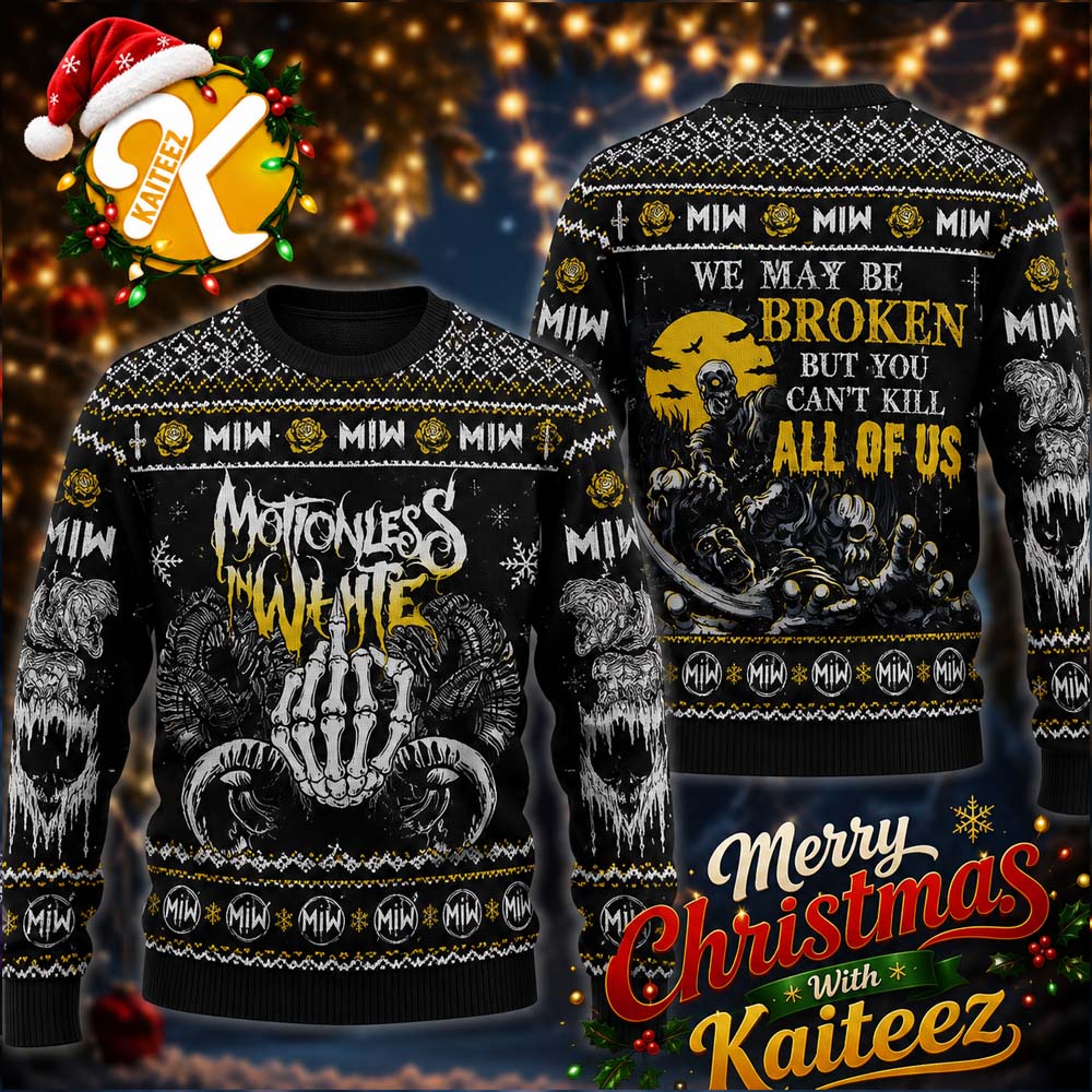 Motionless In White We Maybe Broken But You Can’t Kill All Of Us Yellow Art Ugly Sweater HG