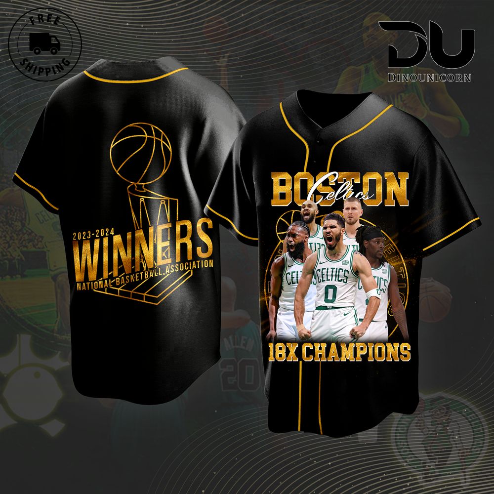 NBA Boston Celtics 18X Champions 3D Baseball Jersey NNA