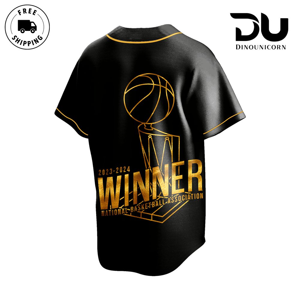 NBA Boston Celtics Champions Jaylen Brown 7 Most Valuable Player Baseball Jersey NNA In Black - Image 4