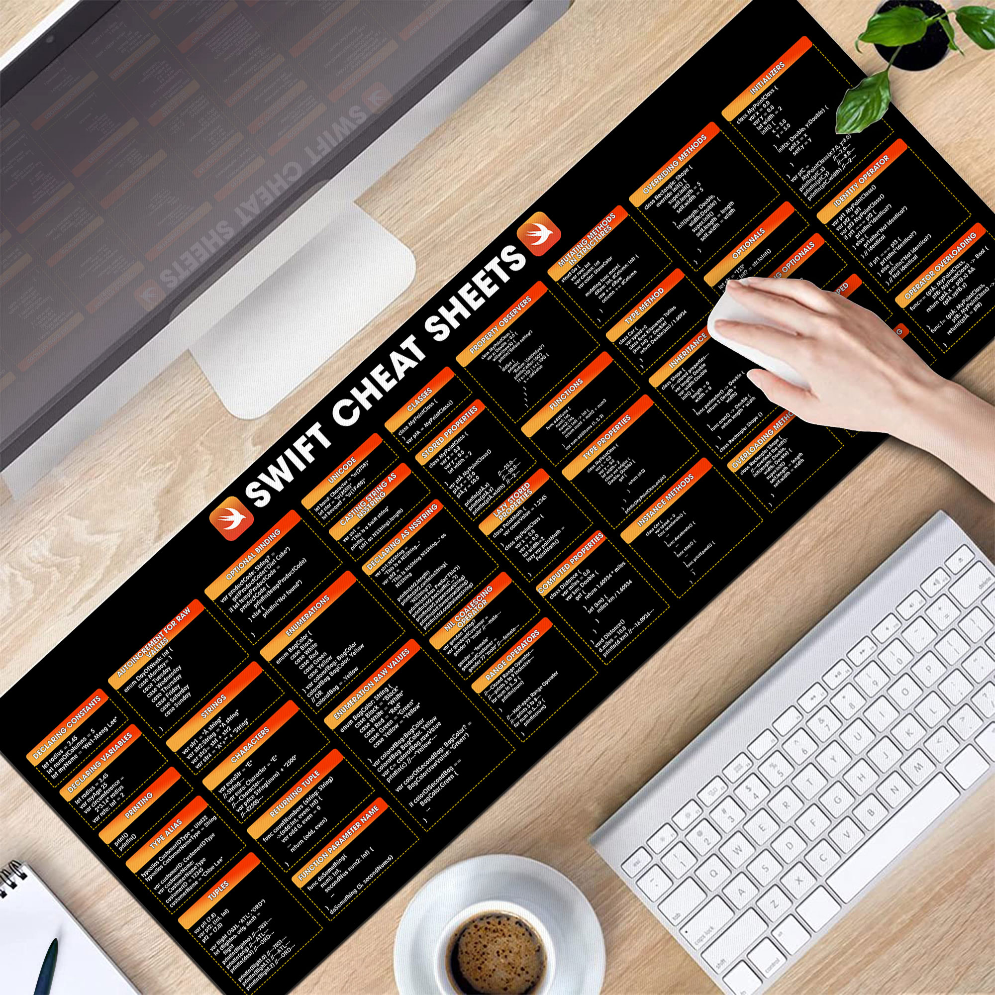 Swift Programming Cheat Sheet Mouse Pad, Quick Reference Guide for Developers, Students & iOS Programmers Essential Computer Accessories for Study, Work, and Reference Purposes NNA
