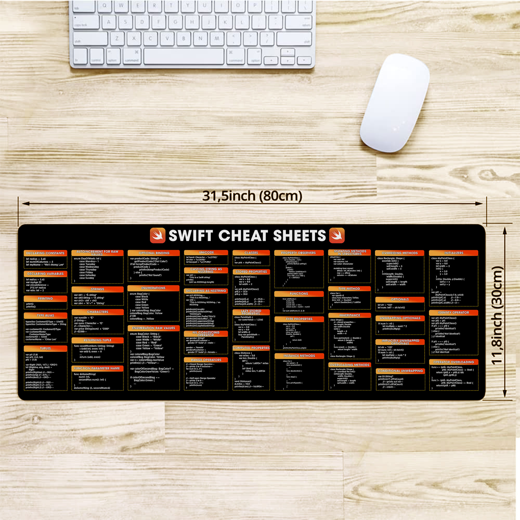 Swift Programming Cheat Sheet Mouse Pad, Quick Reference Guide for Developers, Students & iOS Programmers Essential Computer Accessories for Study, Work, and Reference Purposes NNA - Image 4