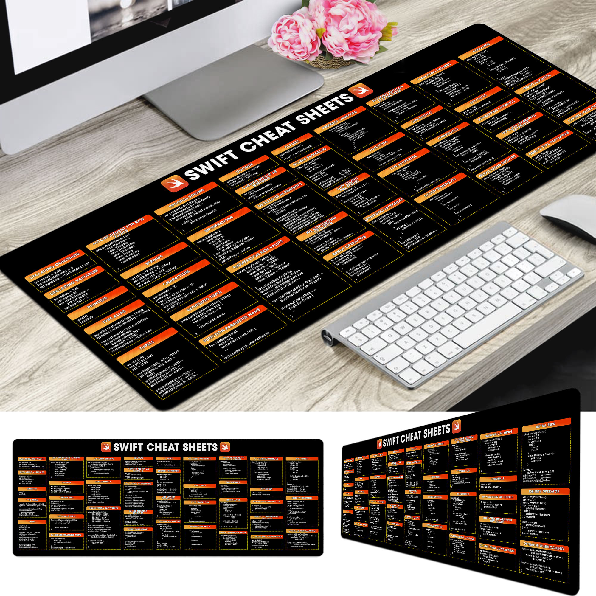 Swift Programming Cheat Sheet Mouse Pad, Quick Reference Guide for Developers, Students & iOS Programmers Essential Computer Accessories for Study, Work, and Reference Purposes NNA - Image 2