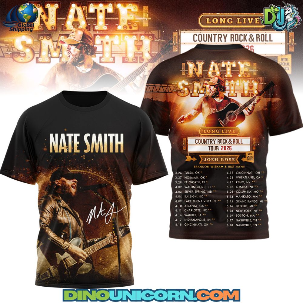 Nate Smith Long Live Country Rock and Roll Tour 2026 T-Shirt Hoodie Or Zip-up Hoodie NNA