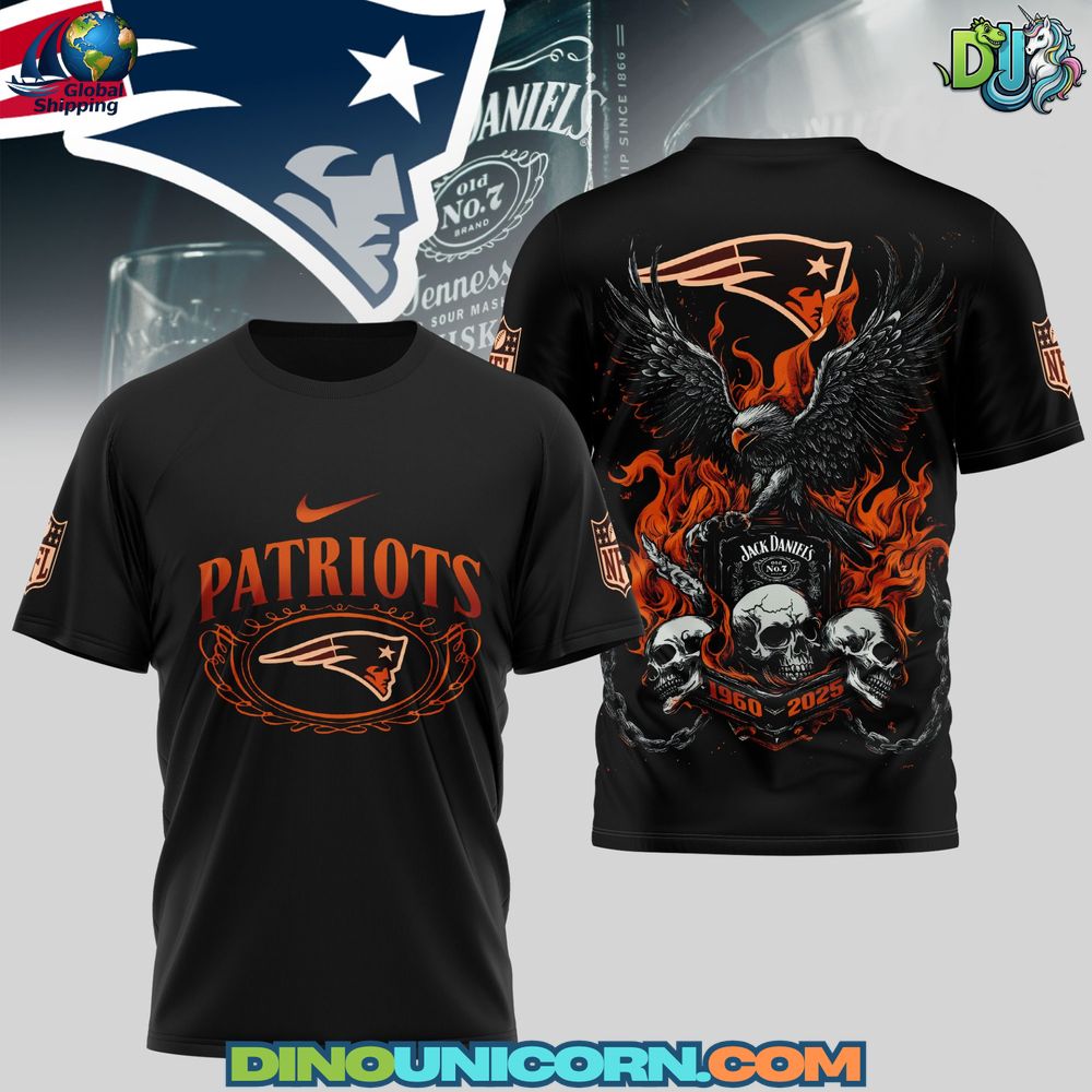 New England Patriots Flaming Eagle Skull T-Shirt Hoodie Or Zip-up Hoodie NNA