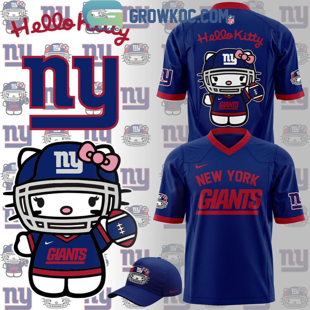 New York Giants Hello Kitty Blue Sky Dream Football Jersey, Mesh Jersey, Women Croptop Sports Shirt HFN