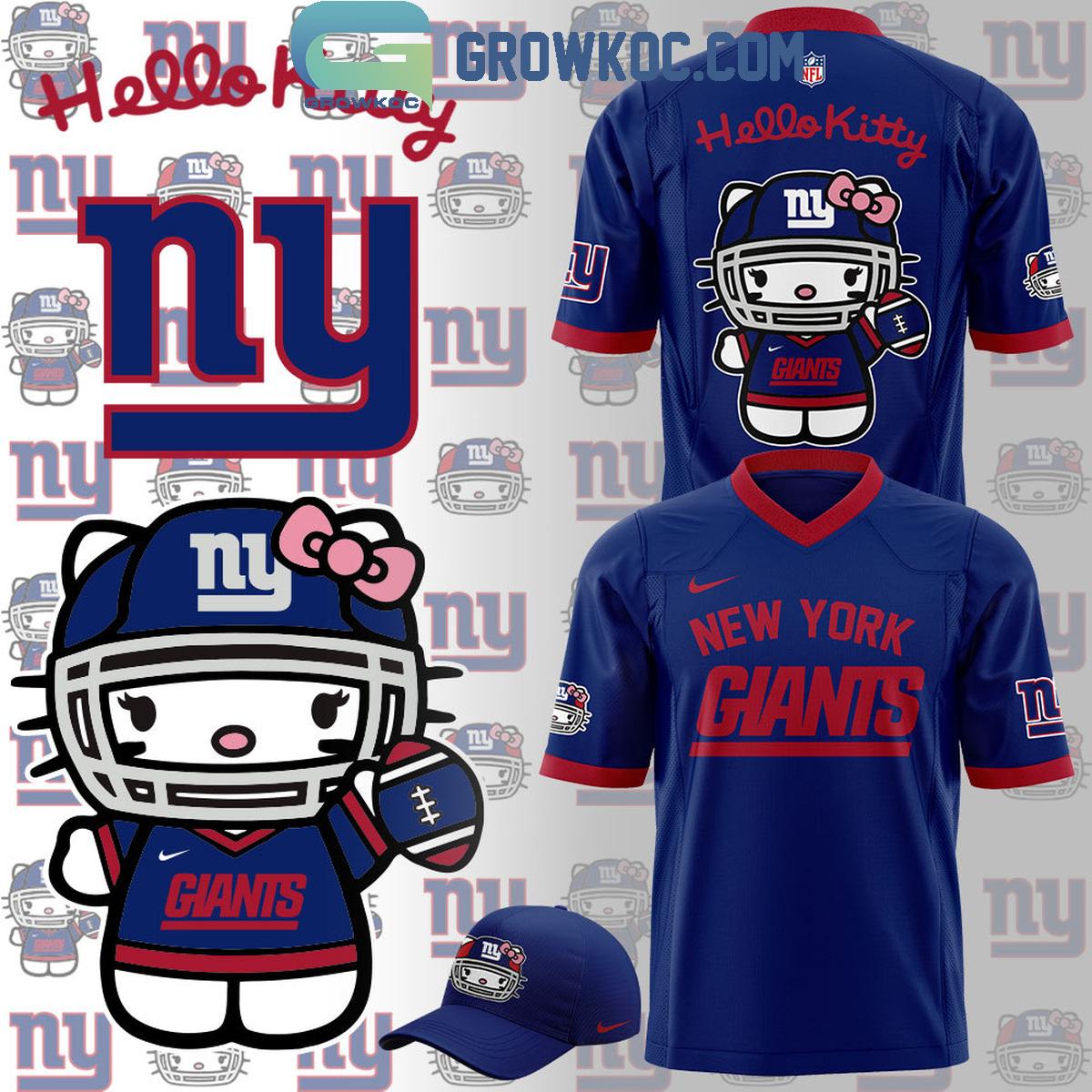 New York Giants Hello Kitty Blue Sky Dream Football Jersey, Mesh Jersey, Women Croptop Sports Shirt HFN