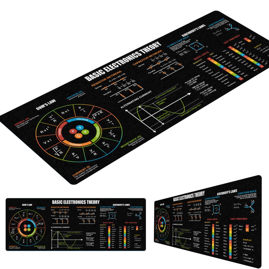 Basic Electronic Theory Mouse Pad, Perfect for Students, Engineers & Technicians with Circuit Design & Electrical Reference, Essential Computer Accessories for Study, Work, and Reference Purposes NNA