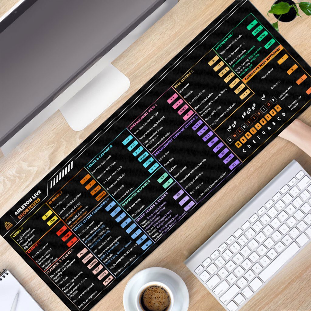 Ableton Live Shortcut for macOS Cheat Sheet Mouse Mat – Music Producer Workflow Desk Mat, Essential Computer Accessories for Study, Work, and Reference Purposes NNA