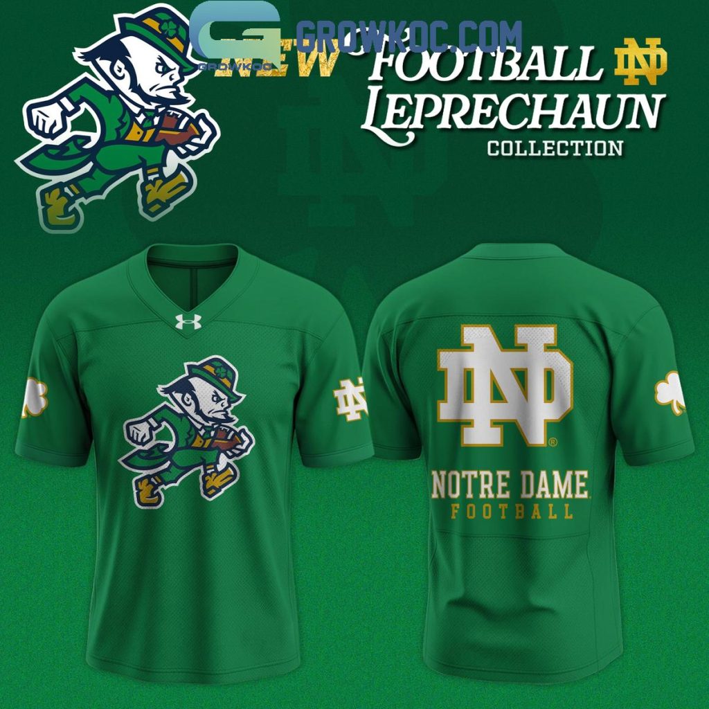 Notre Dame Fighting Irish Leprechaun New Logo Football Jersey, Mesh Jersey, Women Croptop Sports Shirt HFN