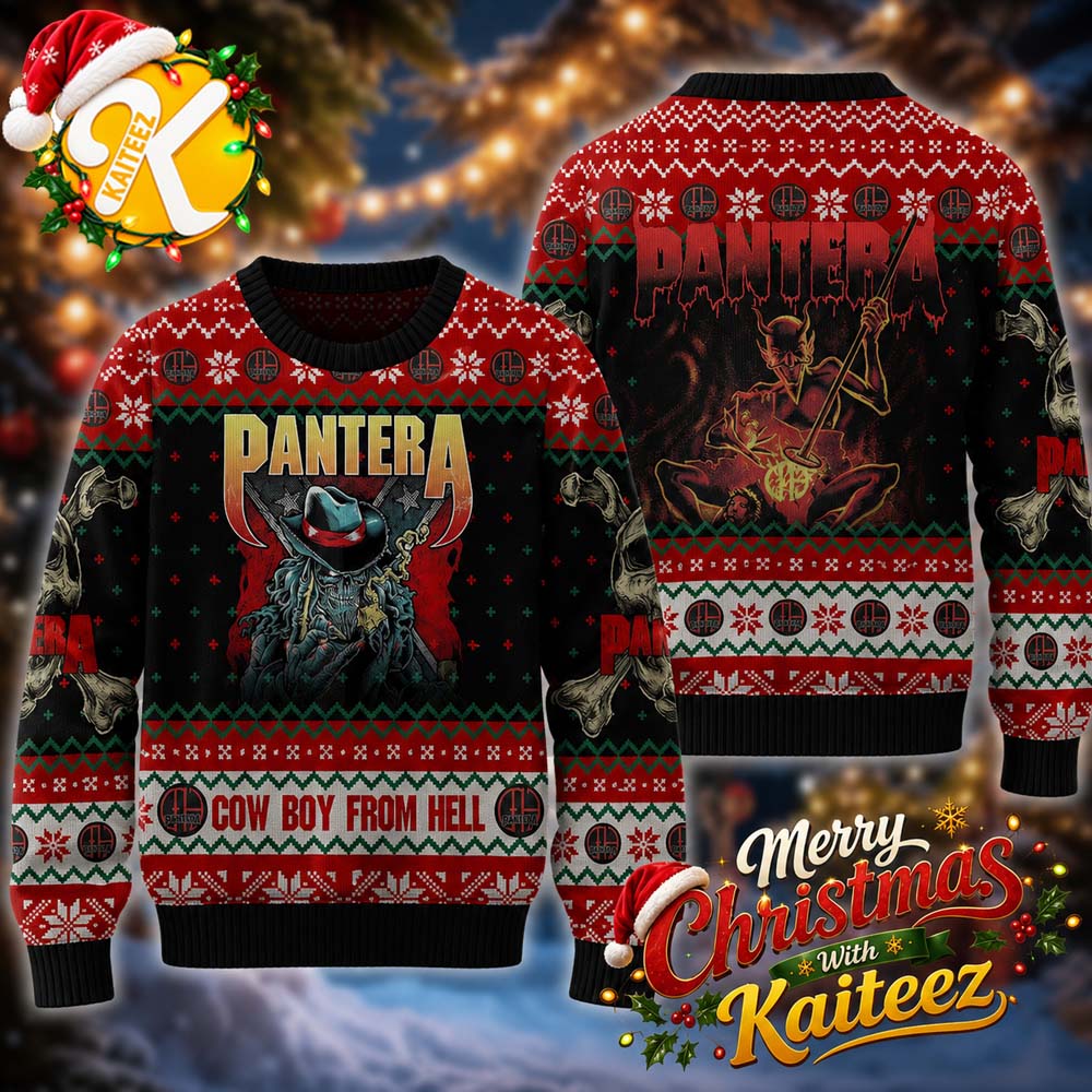 Pantera Cowboy From Hell Christmas Ugly Sweater HG
