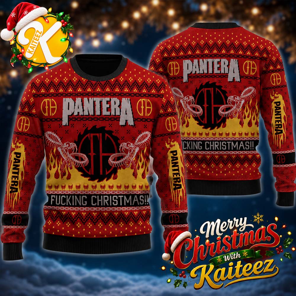 Pantera Fucking Christmas Snake In Flame Christmas Ugly Sweater HG