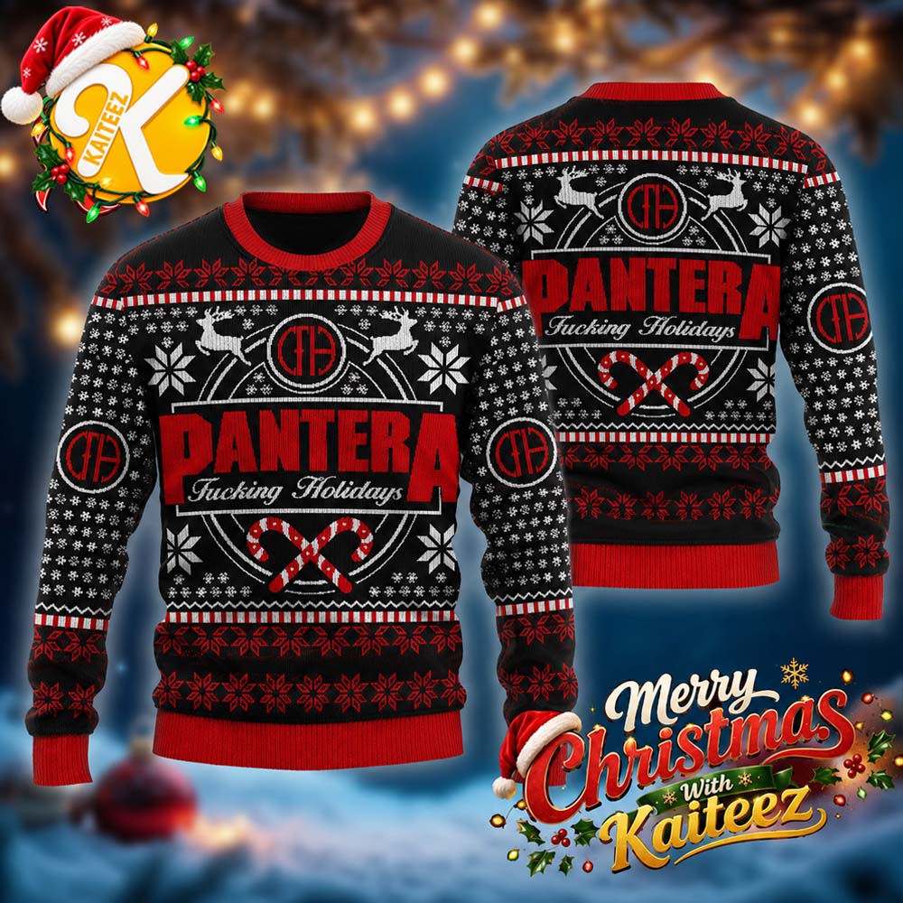 Pantera Fucking Holidays Candy Crane Christmas Ugly Sweater HG