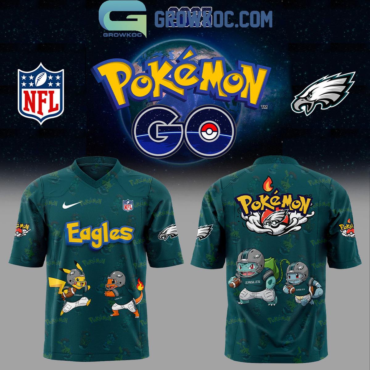 Philadelphia Ealges x Pokemon Go 2025 Football Jersey, Mesh Jersey, Women Croptop Sports Shirt HFN