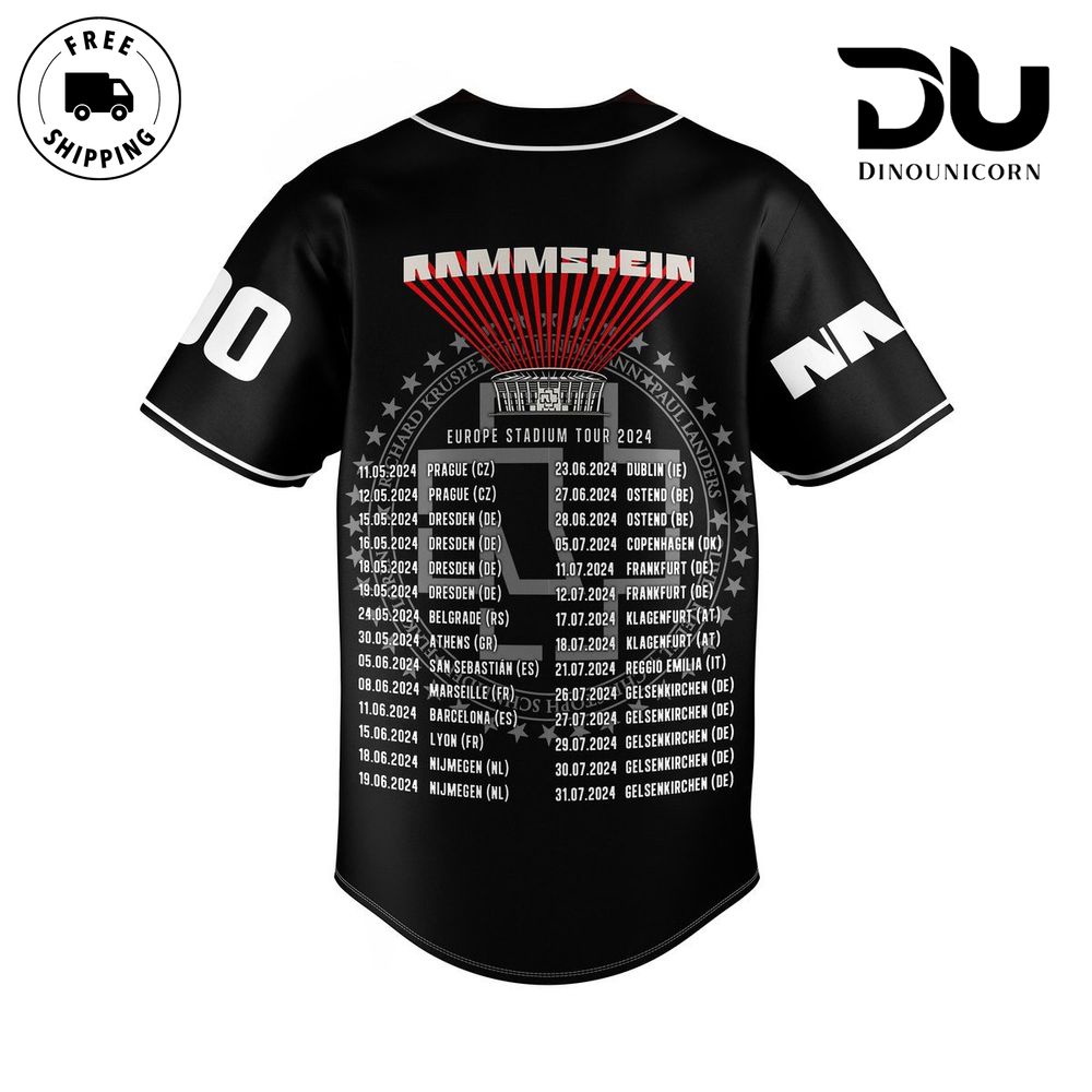 Rammstein Europe Tour Baseball Jersey NNA Shirt - Image 4