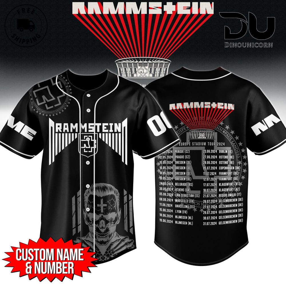 Rammstein Europe Tour Baseball Jersey NNA Shirt