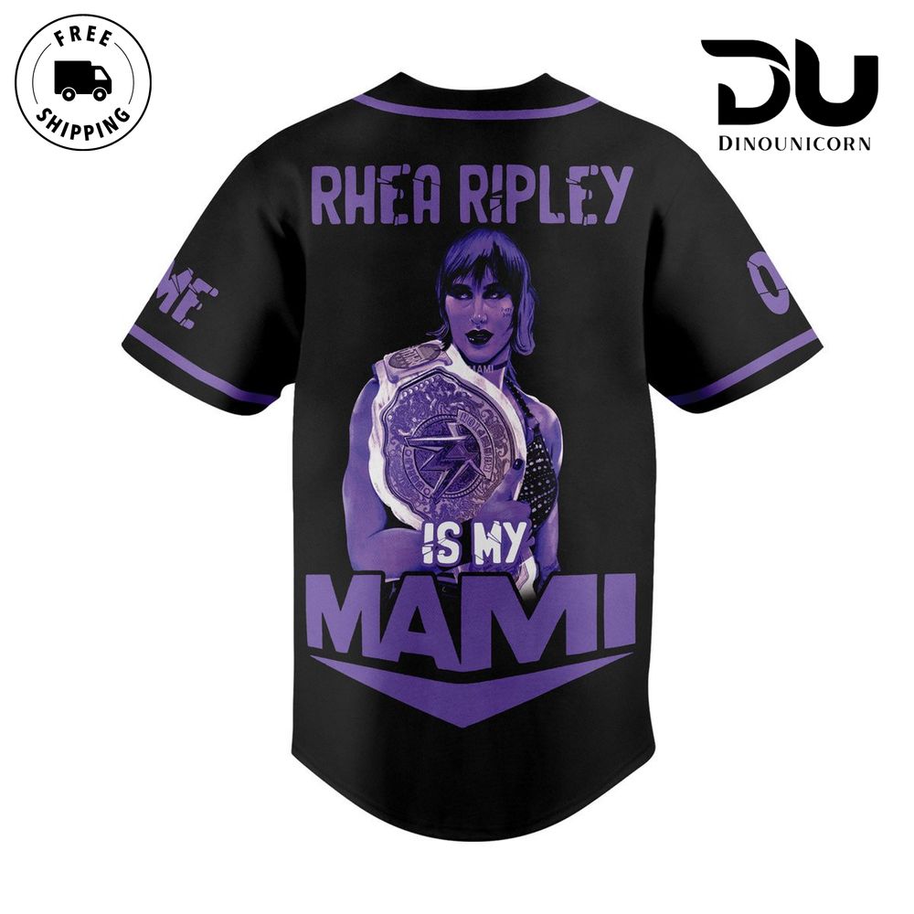 Rhea Ripley Is My Mami WWE Baseball Jersey NNA – Official Wrestling Merchandise - Image 3