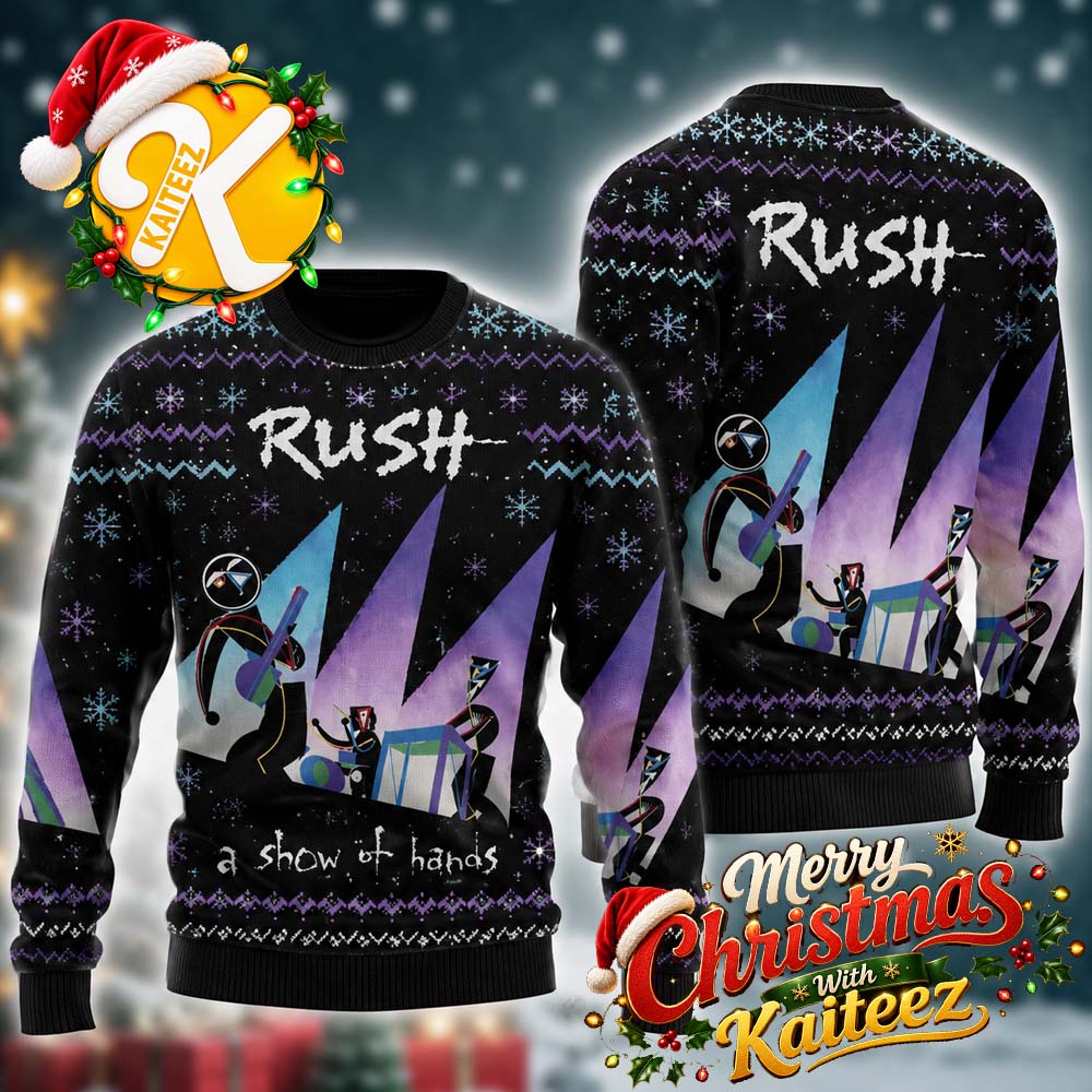 Rush A Show Of Hands Album Cover Chrismas Ugly Sweater HG