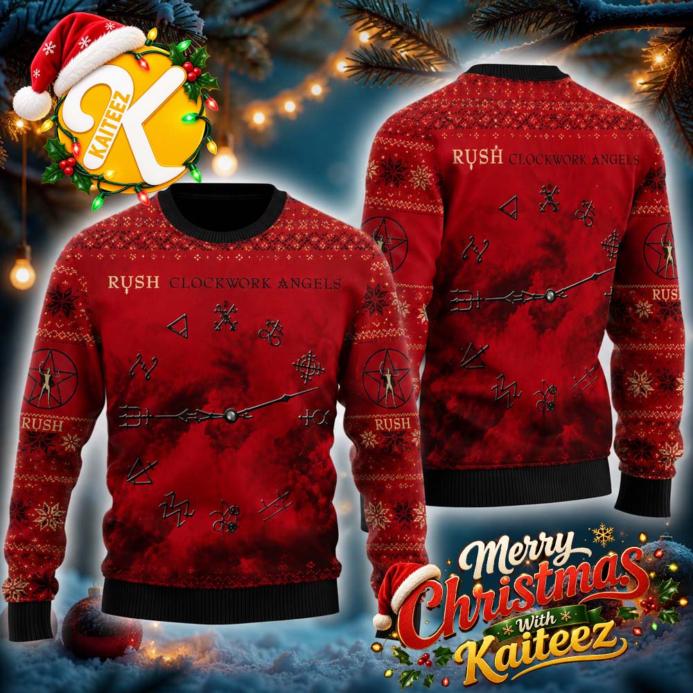 Rush Clockwork Angels Album Cover Chrismas Ugly Sweater HG