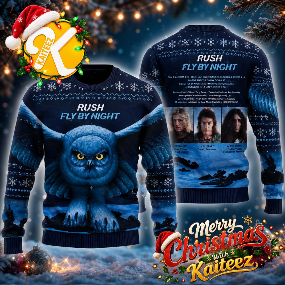 Rush Fly By Night Album Cover Chrismas Ugly Sweater HG