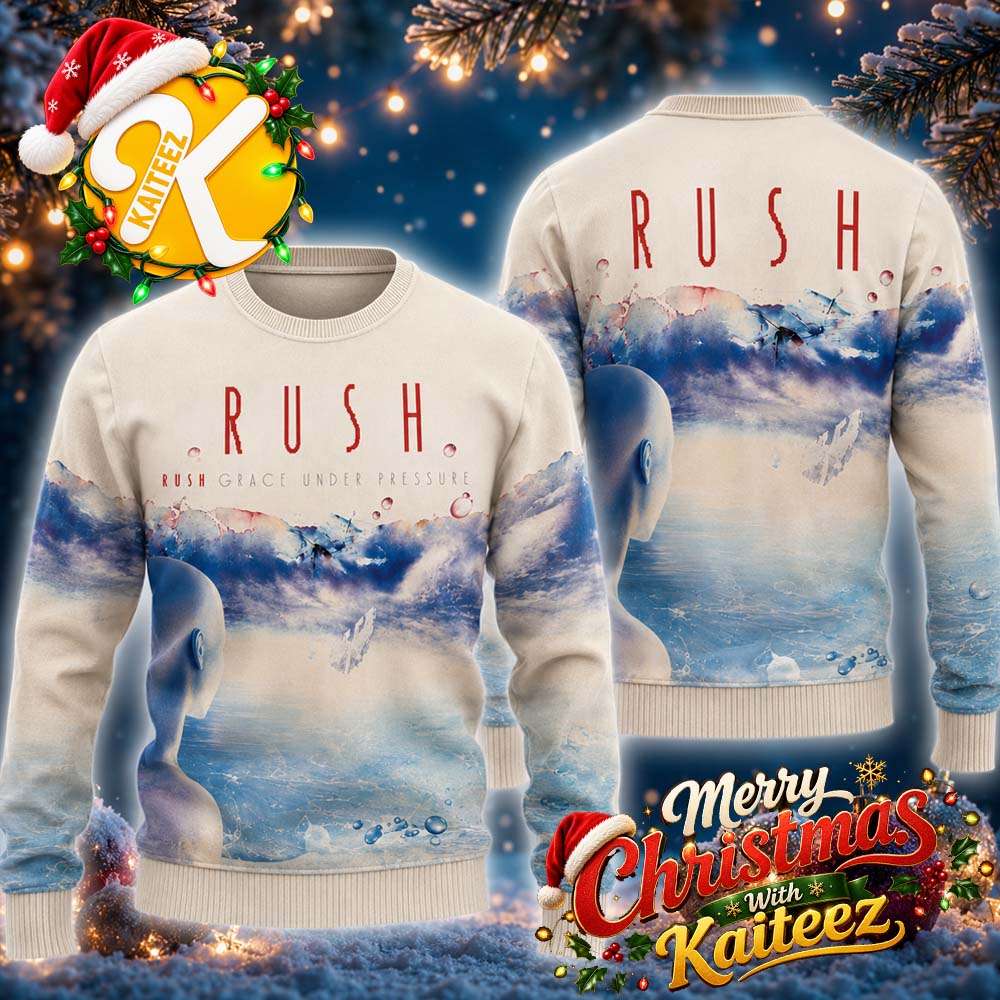 Rush Grace Under Pressure Album Cover Chrismas Ugly Sweater HG