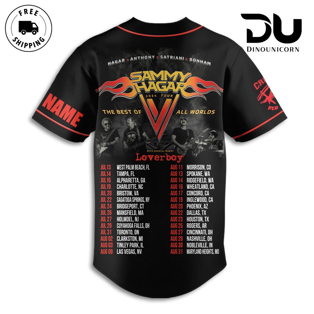 Sammy Hagar Tour Baseball Jersey NNA Shirt - Image 2